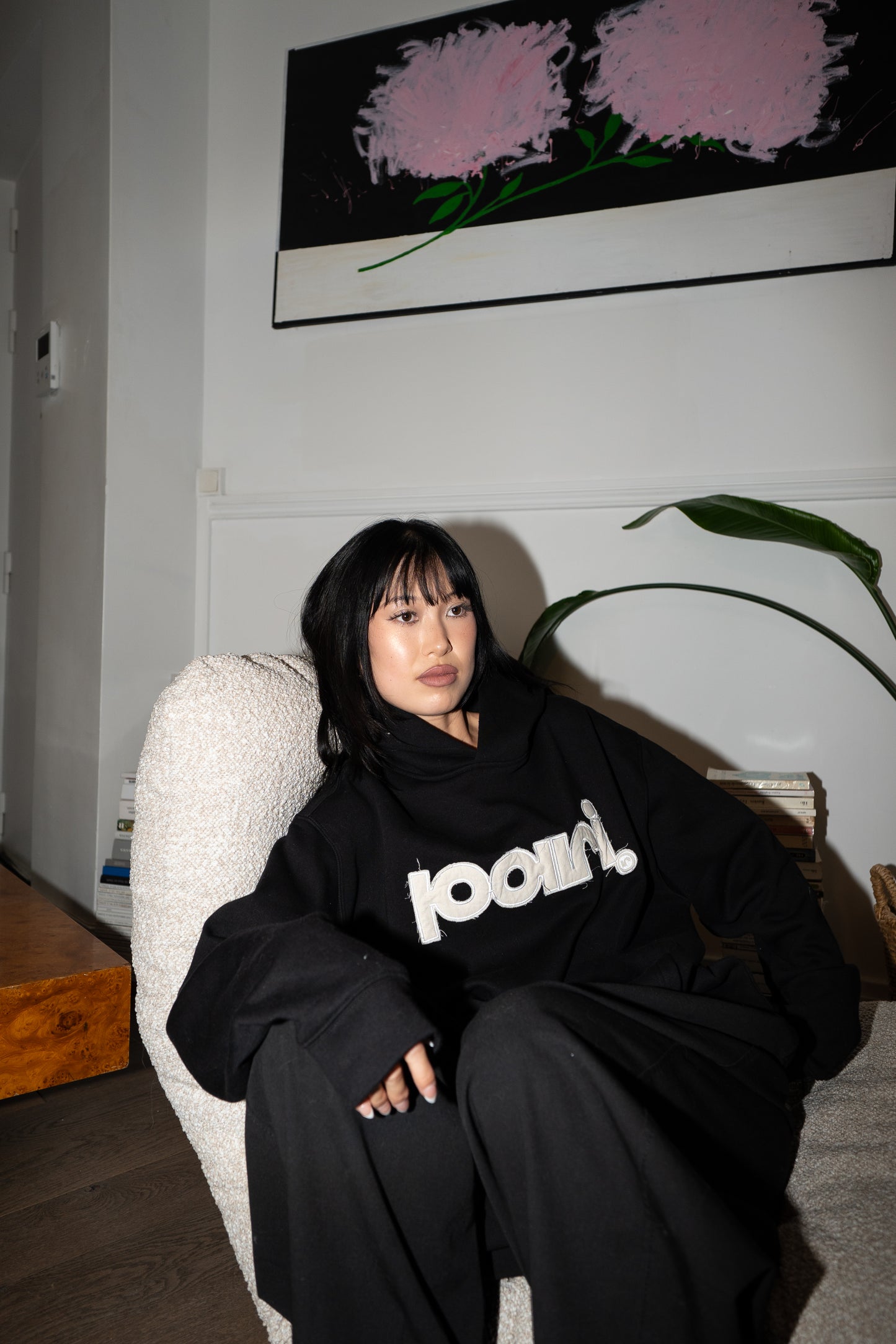 BLACK & CREAM HOODIE "PARI"